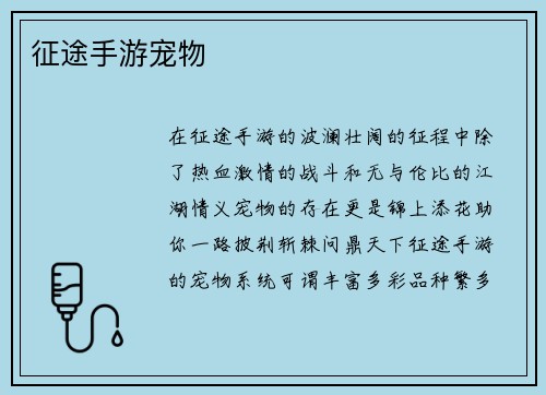 征途手游宠物
